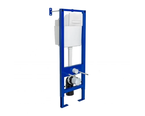 Инсталляция  для скрытого монтажа унитаза АТОМ Line 410 кнопка белая, BERGES