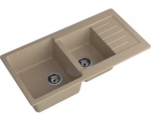 GRANFEST Мойка композит PRACTIK GF-P--980KL  2 чаши с  крылом 980*510 мм  песочный  арт.GF-