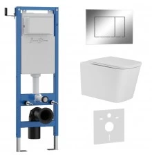 Комплект 3в1 IBERICA BLANCA инсталляция SILENCIO MINI, унитаз TOLEDO ALTO белый, кнопка смыва ESTI-S хром глянцевый (IB.001M.TLA.234.852)