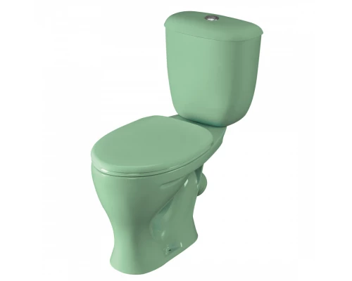 Унитаз-компакт "Воротынский" косой выпуск, с кнопочной арматурой и сиденьем, салатовый  SANTERI