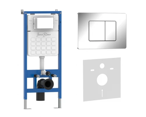 Комплект 2в1 IBERICA BLANCA инсталляция SILENCIO, кнопка смыва INOX-C хром глянцевый (IB001.1131)