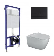 Комплект: инсталляция NOVUM, кнопка L5, унитаз MASCON  Rimless, сиденье дюропласт Toma Slim SO, BERG