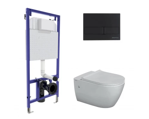 Комплект: инсталляция NOVUM, кнопка L5, унитаз MASCON  Rimless, сиденье дюропласт Toma Slim SO, BERG