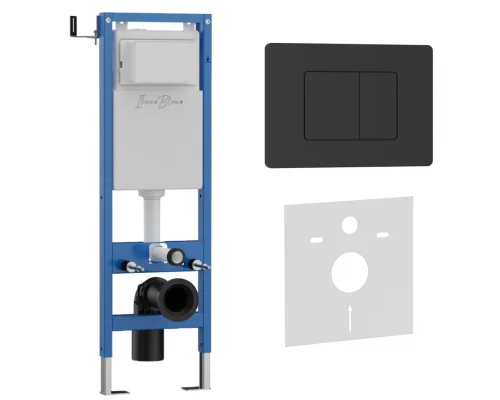 Комплект 2в1 IBERICA BLANCA инсталляция SILENCIO MINI, кнопка смыва INOX-C черный матовый (IB.001M.112)