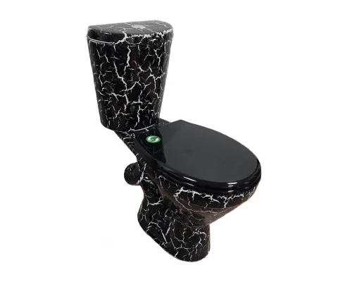 ЭЛЕГАНТ Унитаз-компакт косой вып., ниж.. подв., с арм. и сид. "Уклад", кракелюр черный. ROSA