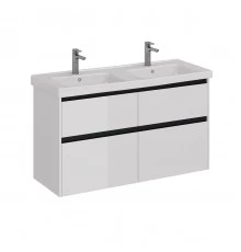 Тумба Lemark COMBI 125 см под 2 раковины, подвесная/напольная,4 ящика, цвет планки: Чёрный, цвет кор