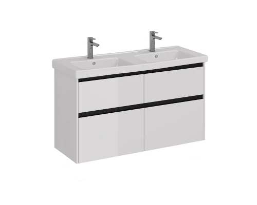 Тумба Lemark COMBI 125 см под 2 раковины, подвесная/напольная,4 ящика, цвет планки: Чёрный, цвет кор