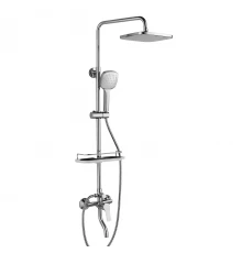 RS29 Смеситель для ванны-душа, пов.излив 124мм с верх.лейкой 'Троп.дождь', р/ОД, хром,ROS,RS29-46