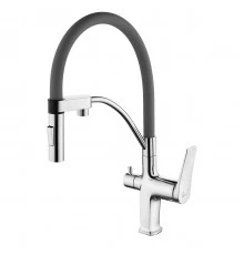 Comfort Смеситель для кухни, гиб.излив 206мм фильтр.воды, р/ОД, хром/серый, LM, LM3074C-Gray