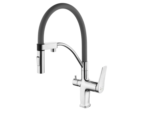 Comfort Смеситель для кухни, гиб.излив 206мм фильтр.воды, р/ОД, хром/серый, LM, LM3074C-Gray