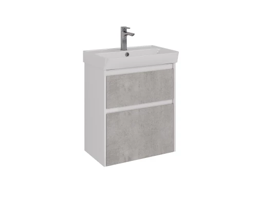 Тумба Lemark COMBI 60 см под 1 раковину, подвесная/напольная, 2 ящика, цвет фасада: Бетон, цвет корп