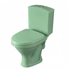 Унитаз-компакт "Вест" косой выпуск, с кнопочной арматурой и сиденьем, салатовый SANTERI