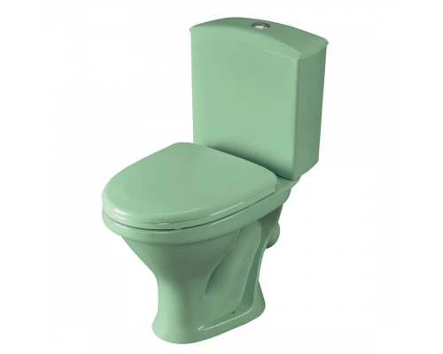 Унитаз-компакт "Вест" косой выпуск, с кнопочной арматурой и сиденьем, салатовый SANTERI