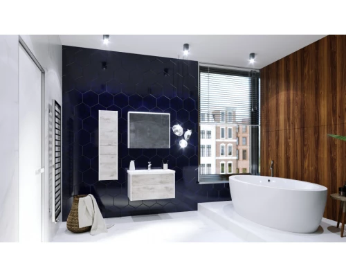 RONDA Тумба под раковину GAP 80, бетон/белый глянец, ROCA