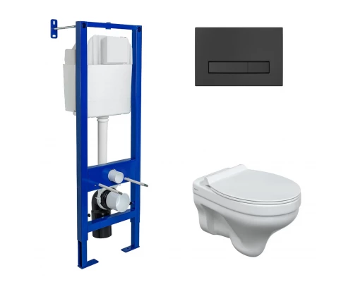 Комплект: инсталляция ATOM Line 410 кнопка черная Soft Touch, унитаз ALBIT S, сиденье дюропласт Top