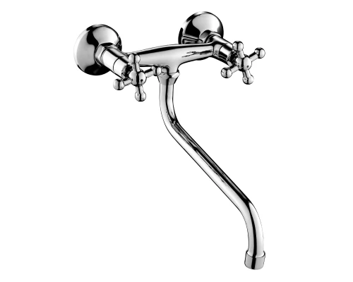 G02 Смеситель для кухни, пов.излив 299мм на стену, р/ДВ, хром, ROS, G02-74