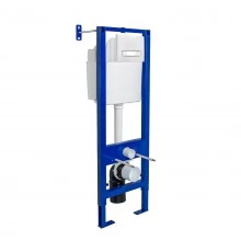 Инсталляция  для скрытого монтажа унитаза АТОМ Line 410 кнопка белая/хром глянец, BERGES