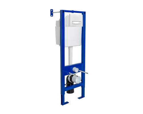 Инсталляция  для скрытого монтажа унитаза АТОМ Line 410 кнопка белая/хром глянец, BERGES