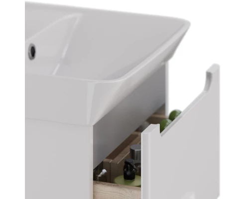 Тумба Lemark BUNO 50 см под 1 раковину, подвесная/напольная, 2 ящика, цвет планки: Серый, цвет корпу