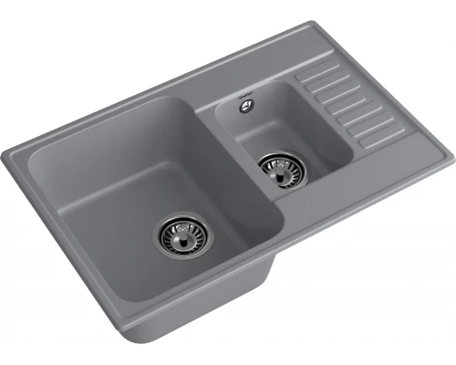 GranFest QUARZ (ECO-21К) Мойка 1,5-чаш+кр 740*480 (темно-серый)