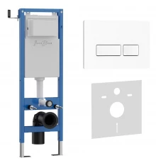 Комплект 2в1 IBERICA BLANCA инсталляция SILENCIO MINI, кнопка смыва ESTI-R белый глянцевый (IB.001M.211)