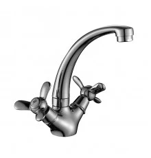 Q02 Смеситель для кухни, пов.излив 117мм, р/ДВ, хром, ROS, Q02-64