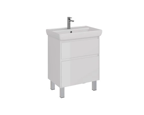 Тумба Lemark COMBI 70 см под 1 раковину, подвесная/напольная, 2 ящика, цвет корпуса, фасада: Белый г