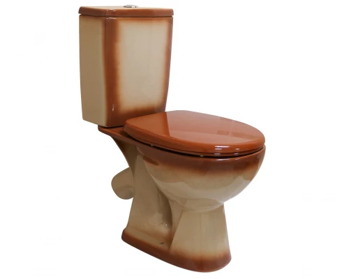 УЮТ  Унитаз-компакт, косой выпуск, 2-х реж.арм-ра Инкоэр, сид.п/п Уклад, коричневый декор, ROSA