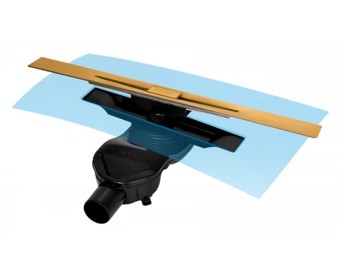 Желоб водосток SIMPEL 600, золото глянец, S-сифон D50 H60 боковой, BERGES