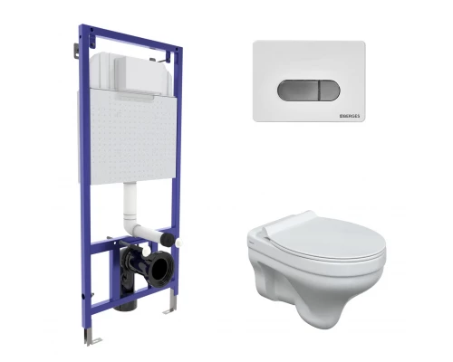 Комплект: инсталляция NOVUM, кнопка D7 белая/хром глянец, унитаз ALBIT S, сиденье дюропласт Top Slim