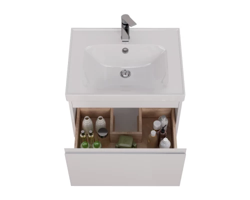 Тумба Lemark VEON MINI 60 см под 1 раковину, подвесная,1 ящик, цвет корпуса, фасада: Белый глянец