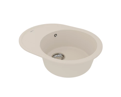 Кухонная мойка Lemark LACHA 620 врезная овальная с крылом из кварцгранита, Шампань 