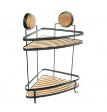 Полка угловая двухэтажная черная-дерево FIXSEN Magic (FX-940B-2)