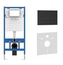 Комплект 2в1 IBERICA BLANCA инсталляция SILENCIO, кнопка смыва INOX-S черный матовый (IB001.016.04)