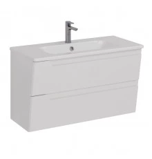 Тумба Lemark MIANO, 100 см под 1 раковину, подвесная, 2 ящика, цвет корпуса, фасада: Белый глянец