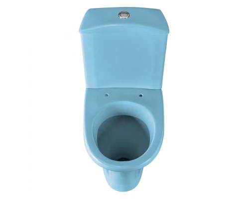 Унитаз-компакт "Вест" косой выпуск, с кнопочной арматурой и сиденьем, голубой SANTERI