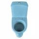 Унитаз-компакт "Вест" косой выпуск, с кнопочной арматурой и сиденьем, голубой SANTERI