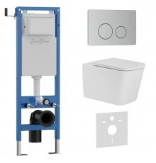 Комплект 3в1 IBERICA BLANCA инсталляция SILENCIO MINI, унитаз TOLEDO ALTO белый, кнопка смыва INOX-O хром матовый (IB.001M.TLA.234.8132)