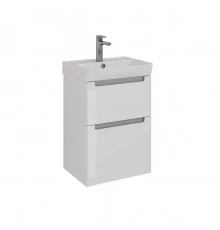 Тумба Lemark BUNO 50 см под 1 раковину, подвесная/напольная, 2 ящика, цвет планки: Серый, цвет корпу