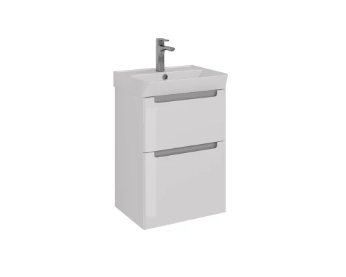 Тумба Lemark BUNO 50 см под 1 раковину, подвесная/напольная, 2 ящика, цвет планки: Серый, цвет корпу