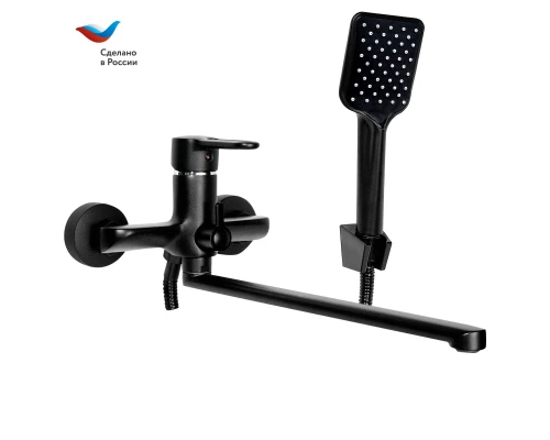 ГОРОД Смеситель для умывальника с литым изливом, черный, СЛ-ОД-Т3Ч Славен