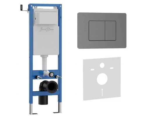 Комплект 2в1 IBERICA BLANCA инсталляция SILENCIO MINI, кнопка смыва INOX-C вороненая сталь (IB.001M.118)