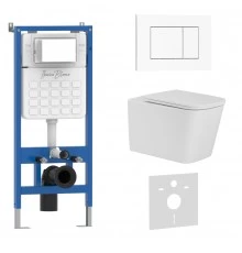 Комплект 3в1 IBERICA BLANCA инсталляция SILENCIO, унитаз TOLEDO ALTO белый, кнопка смыва ESTI-S белый глянцевый (IB001.TLA.234.855)