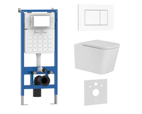 Комплект 3в1 IBERICA BLANCA инсталляция SILENCIO, унитаз TOLEDO ALTO белый, кнопка смыва ESTI-S белый глянцевый (IB001.TLA.234.855)