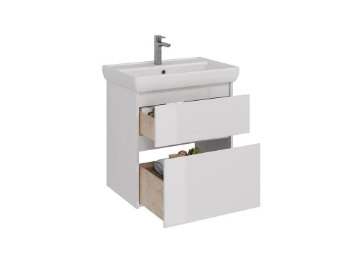 Тумба Lemark COMBI 70 см под 1 раковину, подвесная/напольная, 2 ящика, цвет корпуса, фасада: Белый г