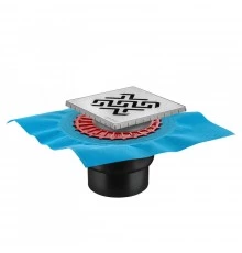 Трап водосток ZENTRUM Antik 150х150, матовый хром, выпуск D50/75/110 H74 вертикальный, BERGES