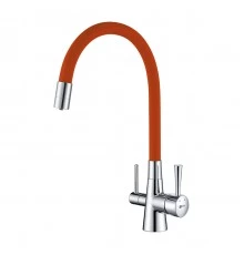 Comfort Смеситель для кухни, гиб.излив 228мм фильтр.воды, р/ОД, хром/оранжевый, LM, LM3075C-Orange