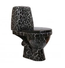 ПРЕМЬЕР Унитаз-компакт с арматурой, сиденьем, креплением, черный кракелюр ROSA