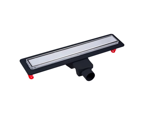 Желоб водосток напольный OPTIM Line Plus 500, рамка решетка нержавеющая сталь, хром глянец, S-сифон