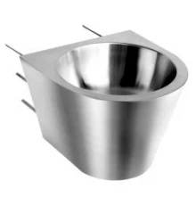 Раковина из нержавеющей стали настенная  круглая c антивандальным креплением, шт